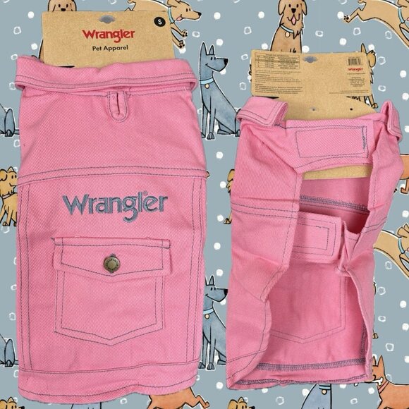 Wrangler L Pink Denim Gray Embroidered Logo & Trim Pocket Collar Doggy Jacket - Picture 1 of 5